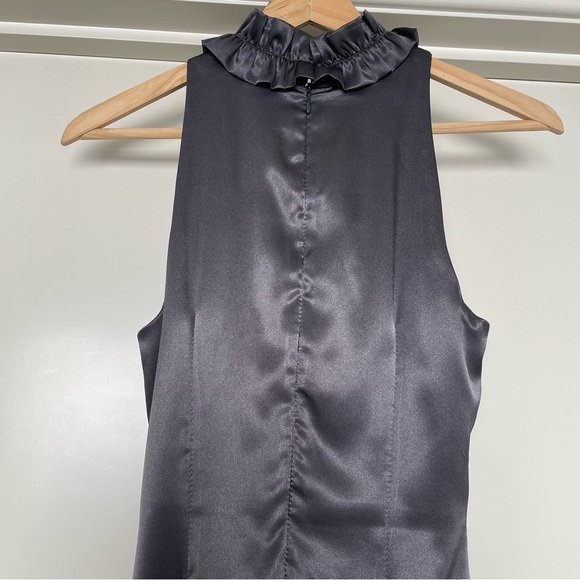 HOST PICK⭐️REVIEW Satin Mini Dress with Ruffle Panel🤍Silver Grey🤍 - Picture 5 of 7